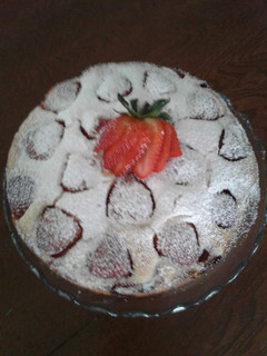 A picture of Easy Strawberry Cake w/Strawberry Sauce.