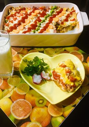 عکسی از دستور گراتن مرغ و سبزیجات (بدون سس بشامل)