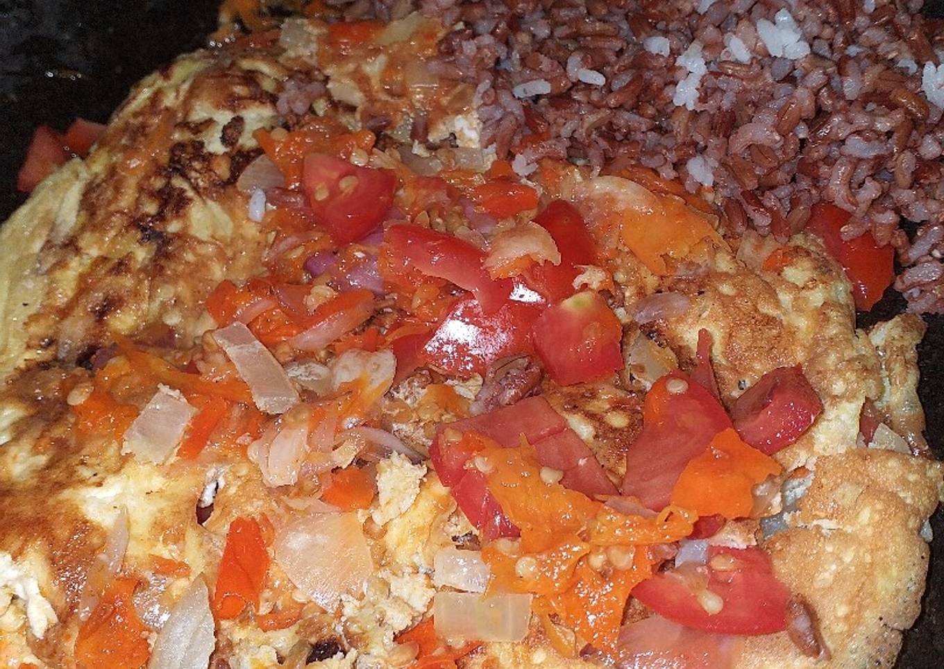 Telur dadar geprek Sambal tomat khas sate Maranggi sehat