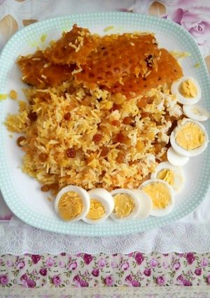 عکسی از دستور کشمش پلو بدون گوشت