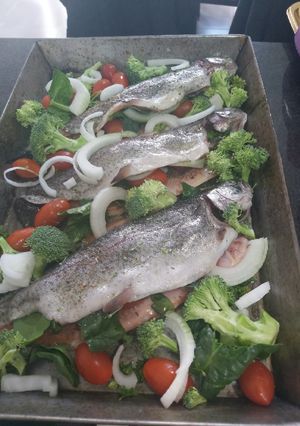 Una foto de Trucha al horno