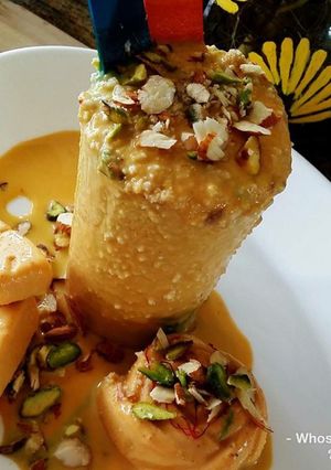 A picture of Whosayna’s Kesar Pista Badam Kulfi.