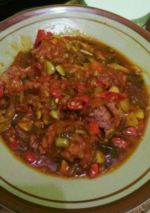 Foto resep Bolu kornet saus pedas