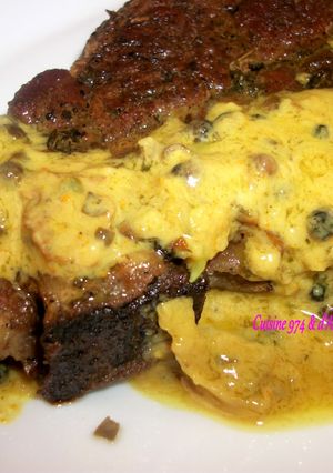 A picture of Pork Shoulder Chop with Green Peppercorn Sauce (Homemade).