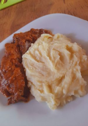 Una foto de Puré de papas con batidora