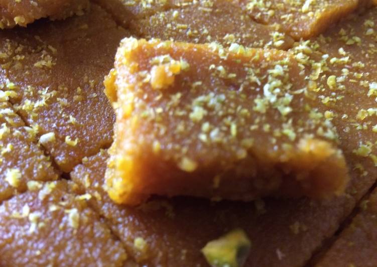 Steps to Prepare Favorite Rawa mango barfi Or Semolina Mango barfi