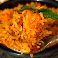 A picture of Paneer tikka biryani.