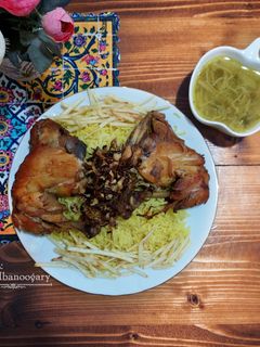 عکسی از دستور مطبگ دجاج (پلو مرغ عربی)