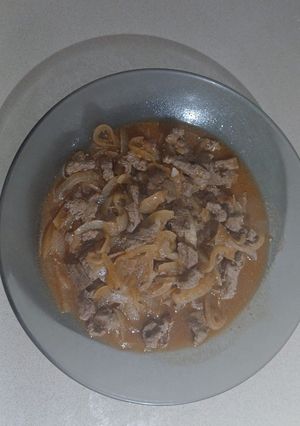 Una foto de Hígado encebollado