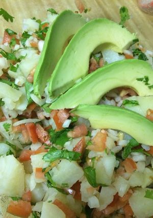 Una foto de Ceviche de Papa vegano