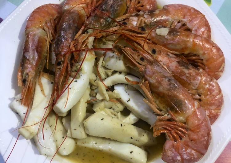 Tiras de pota y gambas
