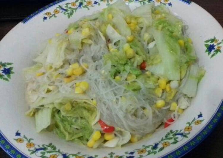 Cara Gampang Menyiapkan Tumis sawi putih+jagung+soun Anti Gagal