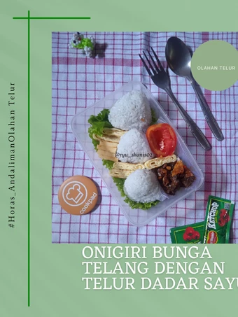 Langkah Mudah untuk Membuat Resep  26 BA. Bento Sederhana (Onigiri Bunga Telang dan Telur Dadar) yang Enak, Bikin Ketagihan