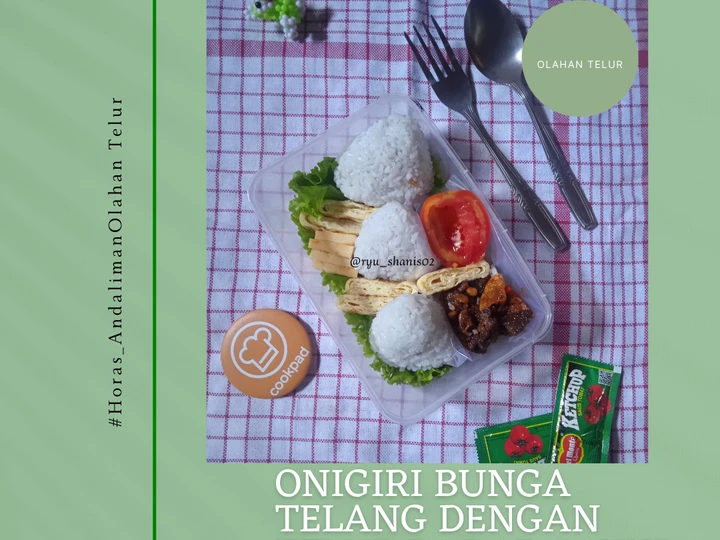 Langkah Mudah untuk Membuat Resep  26 BA. Bento Sederhana (Onigiri Bunga Telang dan Telur Dadar) yang Enak, Bikin Ketagihan