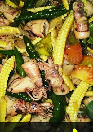 Foto resep Cumi asin putren cabe hijau
