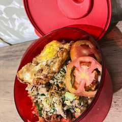 A picture of Nasi Goreng Sambel Ijo + Cumi Asin.