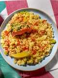 Salmone gratinato al prezzemolo (con couscous alle verdure)
