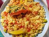 Salmone gratinato al prezzemolo (con couscous alle verdure)