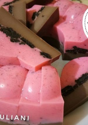 Foto resep Puding strawberry choco oreo