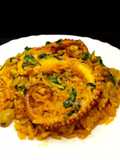 Arroz con habas y pulpo