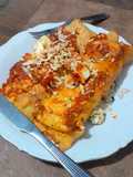 Canelones nutri de zanahoria rellenos de espinaca, pollo y ricota