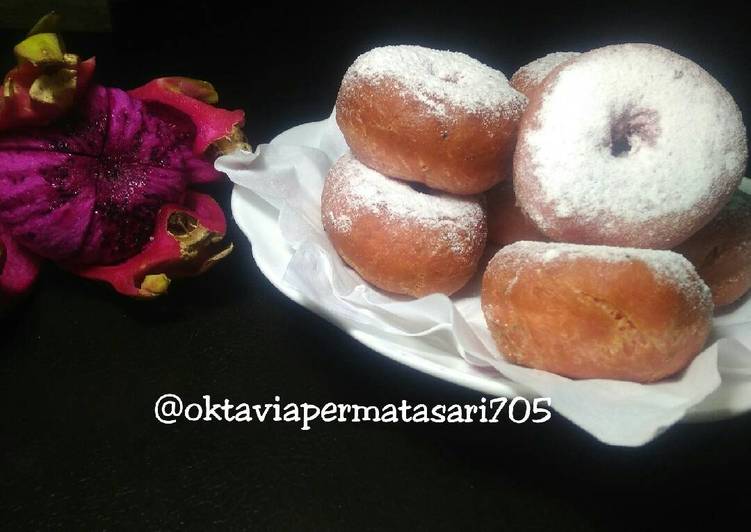 Resep Donat buah naga 🐲 Anti Gagal