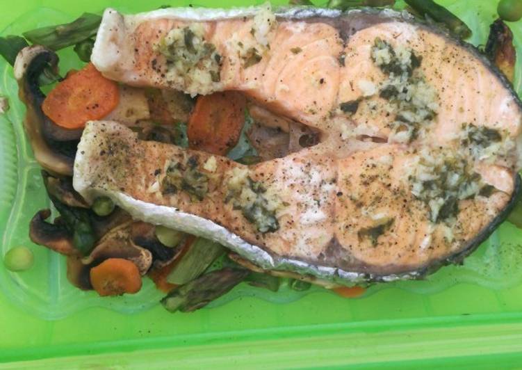 COLORES!! Con salmón al vapor en lekue