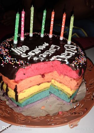 Foto resep Cake rainbow choco blueberry