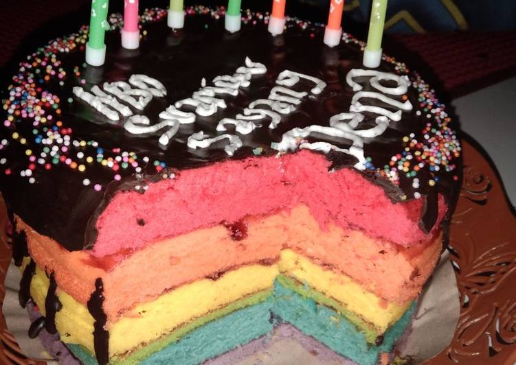 Cake rainbow choco blueberry