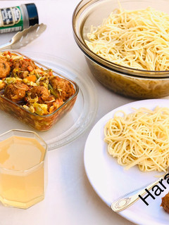 A picture of Spaghetti with veggies meatballs soup.