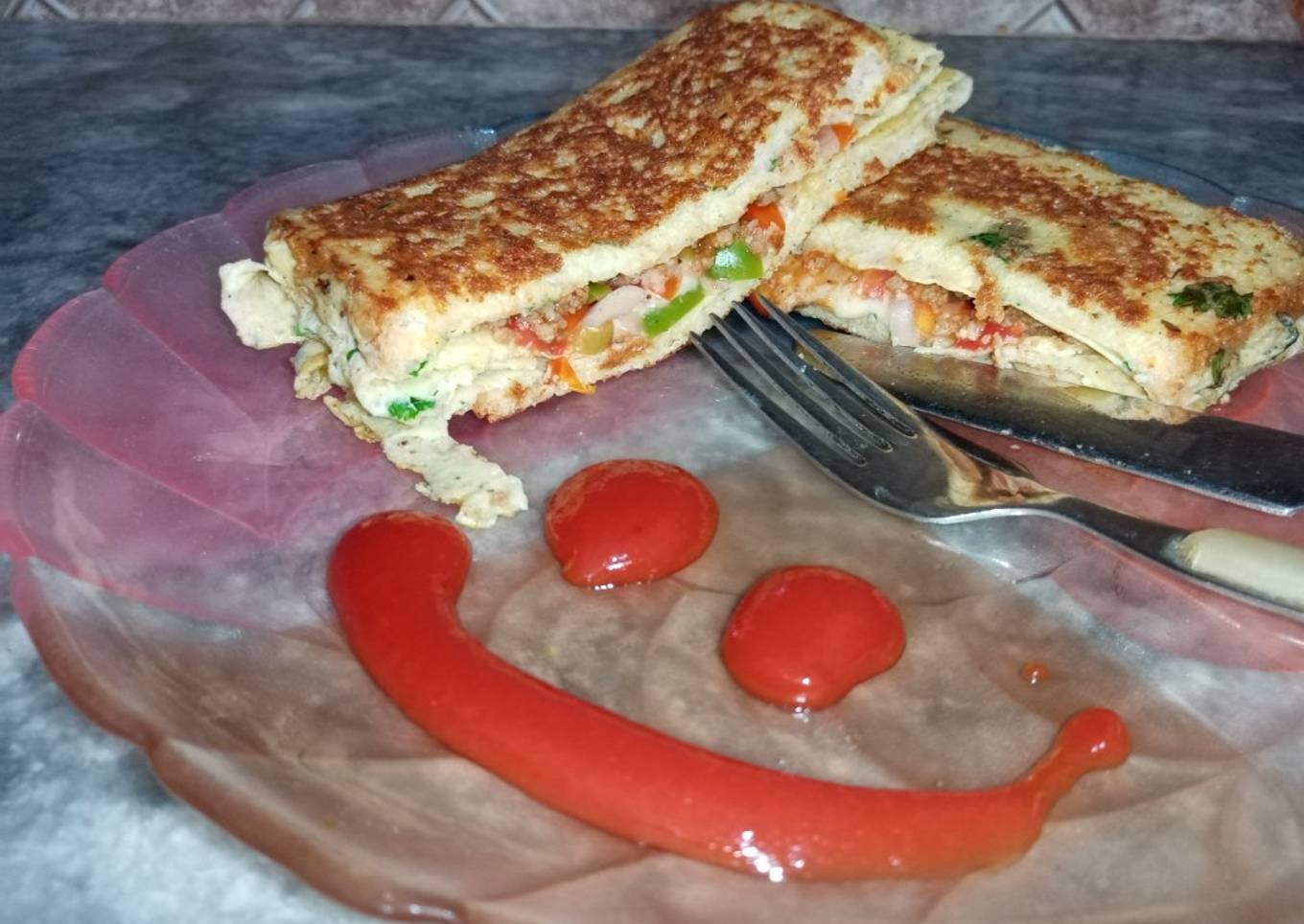 Stuffed pizza egg sandwich