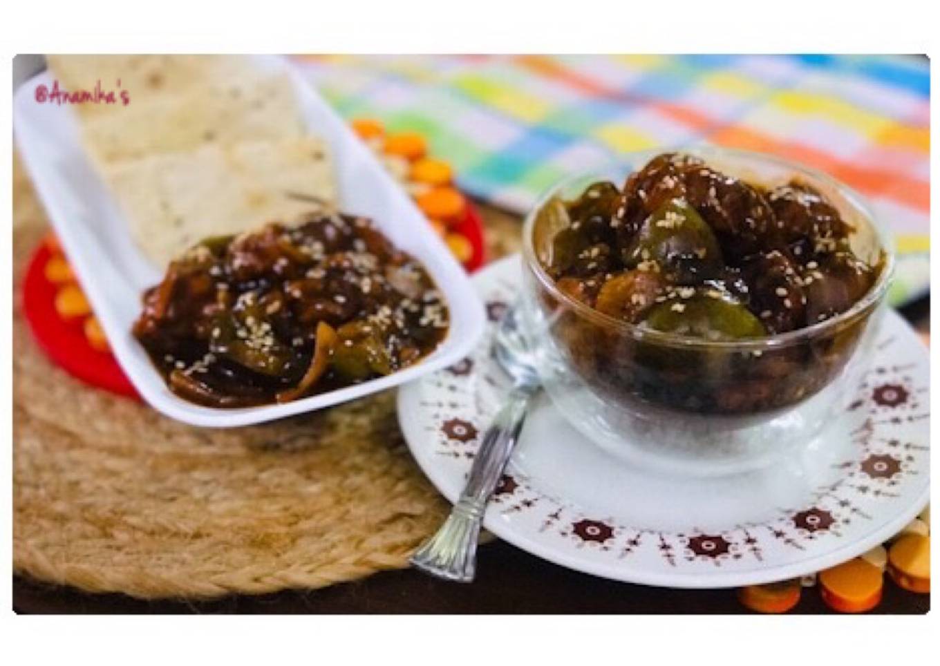 Lunch: Chilli Chicken Gravy with Phulka