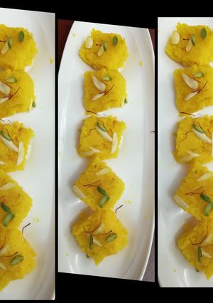 A picture of Saffron Coconut 🥥 burfi.