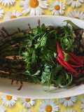 Aspargos e legumes grelhados