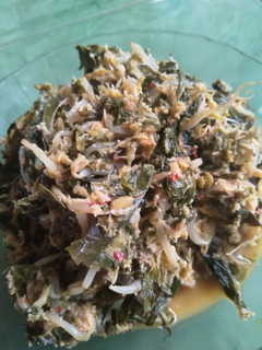Foto resep Urap daun singkong,daun pepaya,tauge pedas,,,