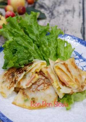 Hình của món Bánh Crepe Trứng Đài Loan (Ji Dan Bing).