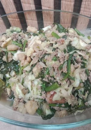 Foto resep Tumis Daging Cincang, Daun Ginseng Kubis