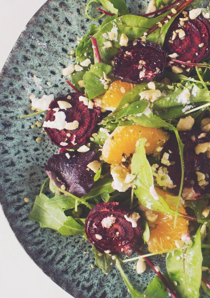 Una foto de Ensalada de remolacha asada y mandarina
