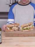 Shredded chicken, paprika and avocado sandwich