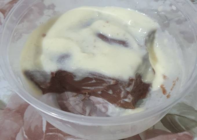 Puding Coklat Milo dengan Fla Vanilla