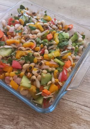 A picture of Black Eyed peas salad chaat (tiffin for adult or kids).