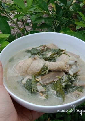 Foto resep Sayur Ontel (Jantung Pisang) Daun Singkong Ayam