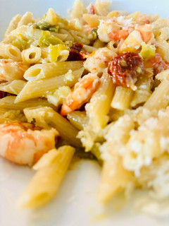 Une photo de Pâtes relevées aux crevettes