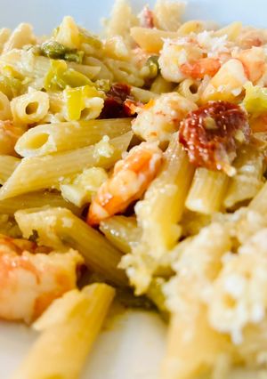 Une photo de Pâtes relevées aux crevettes