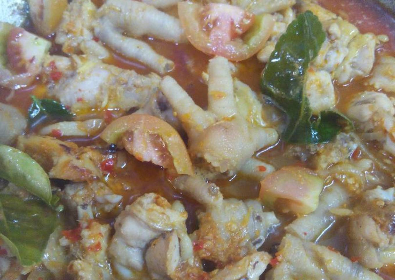 Bagaimana Membuat Rica ceker bumbu daun jeruk, Enak Banget