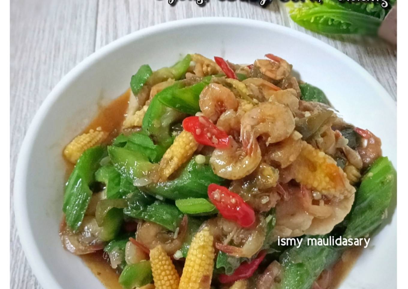 Tumis Pedas Oyong, Baby corn, Udang