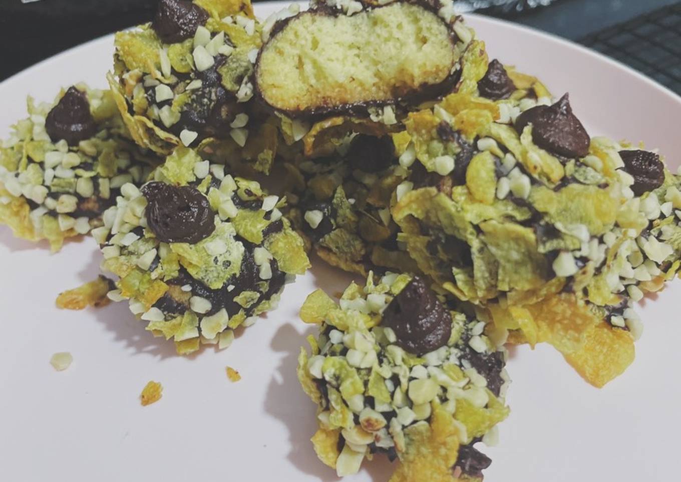 Kelloggs cornflakes chocolate almond thumbprint cookies