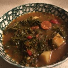 A picture of Kale and Chorizo soup.