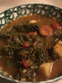 A picture of Kale and Chorizo soup.