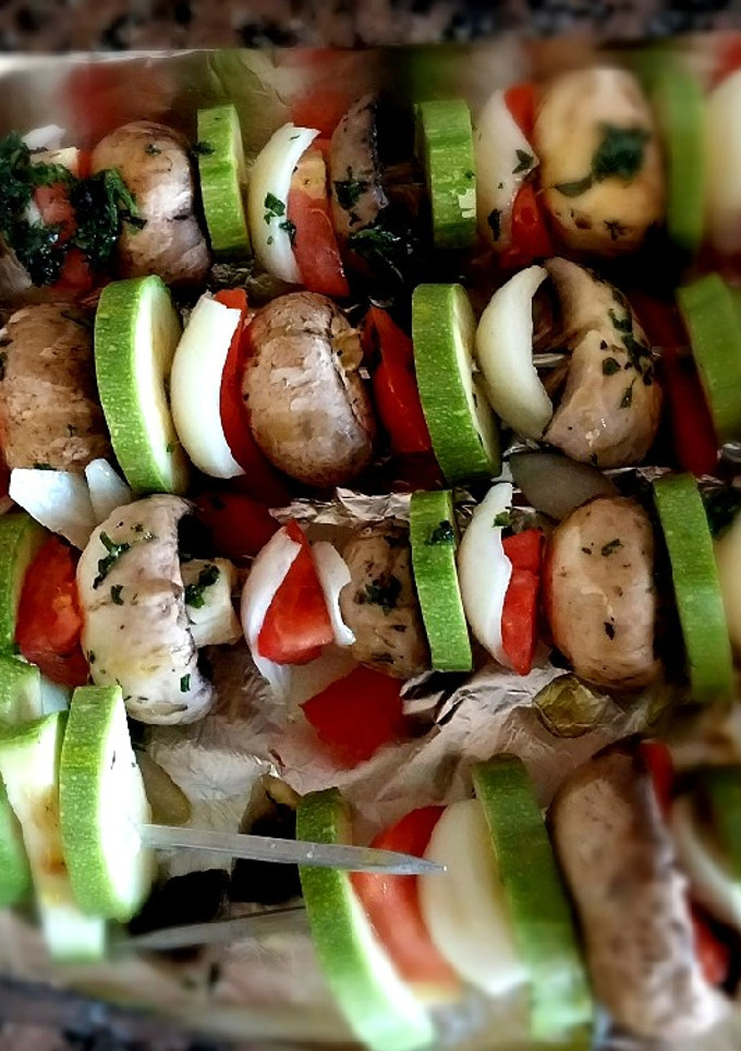 Una foto de Brochetas de champiñones y portobello